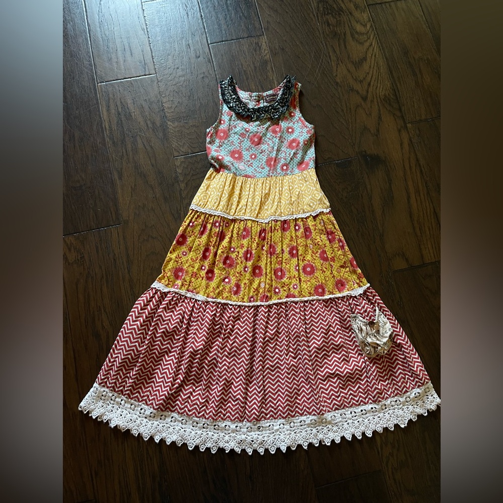 Mustard Pie girls floral maxi dress size 8, EUC